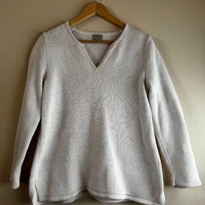 LL Bean Cream Sweater Womens Vintage 100% Cotton